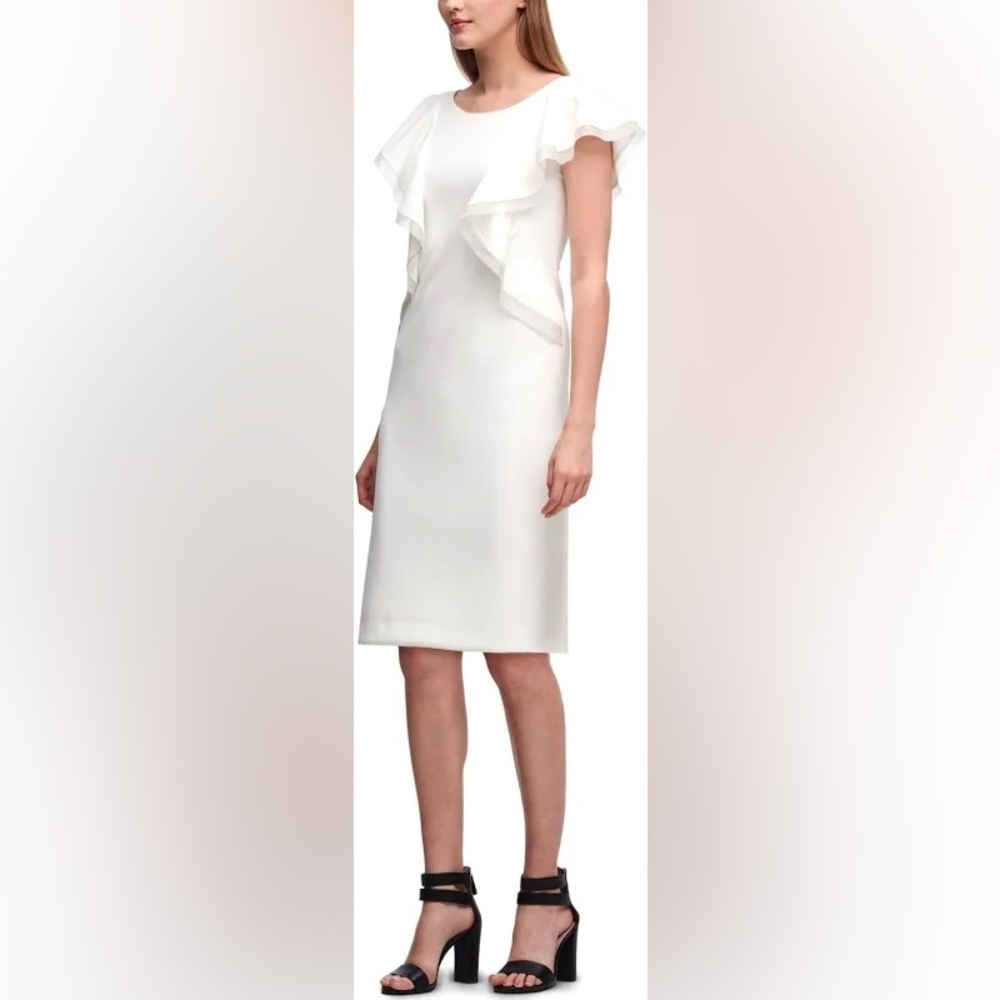 DKNY Women's Ruffled Scuba Crepe Sheath Dress